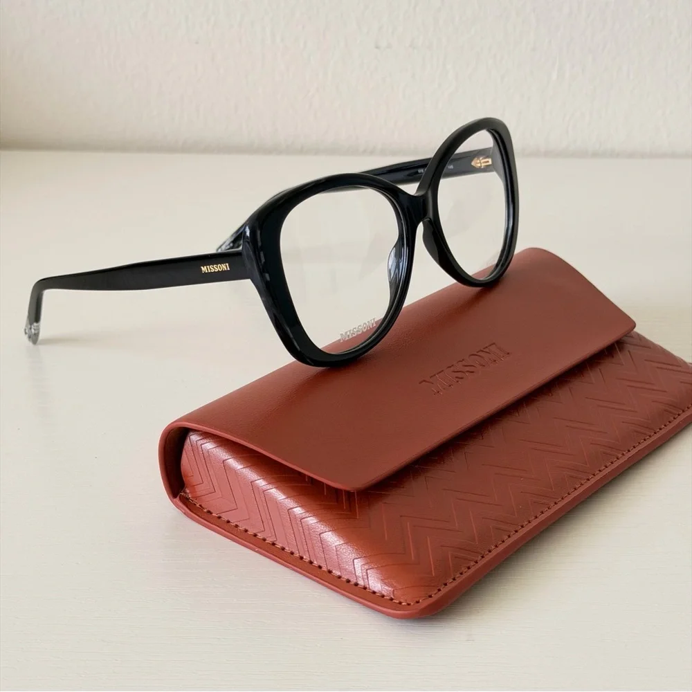 New! Missoni MIS0093/N 33Z Black Oversized Glasses with Chain Authentic